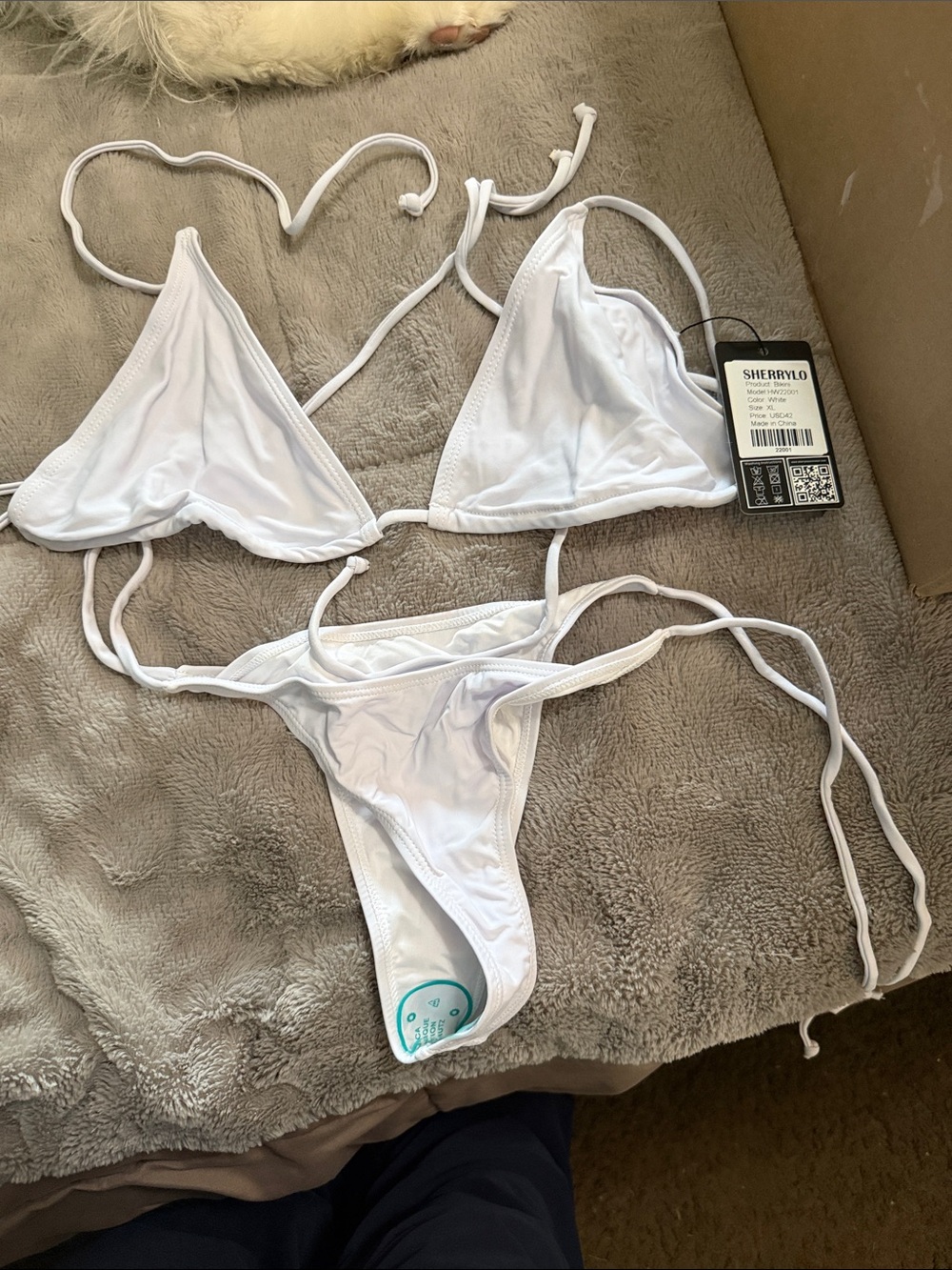White Triangle String Bikini Set